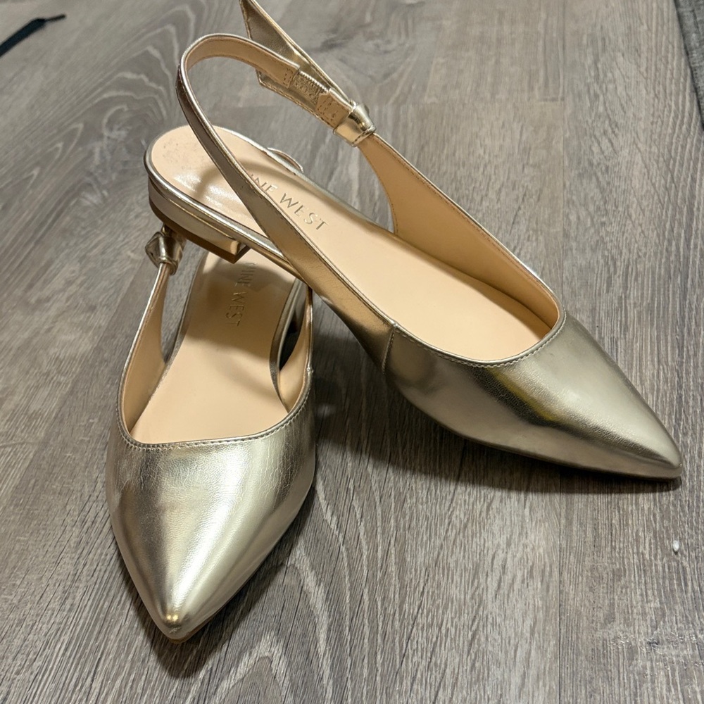Nine West Metallic Slingback Flats